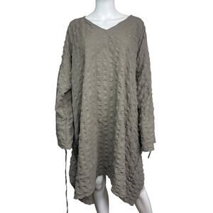 Skullz London Women's O/S Green Textured Lagenlook Art To Wear Tunic Top EUC
